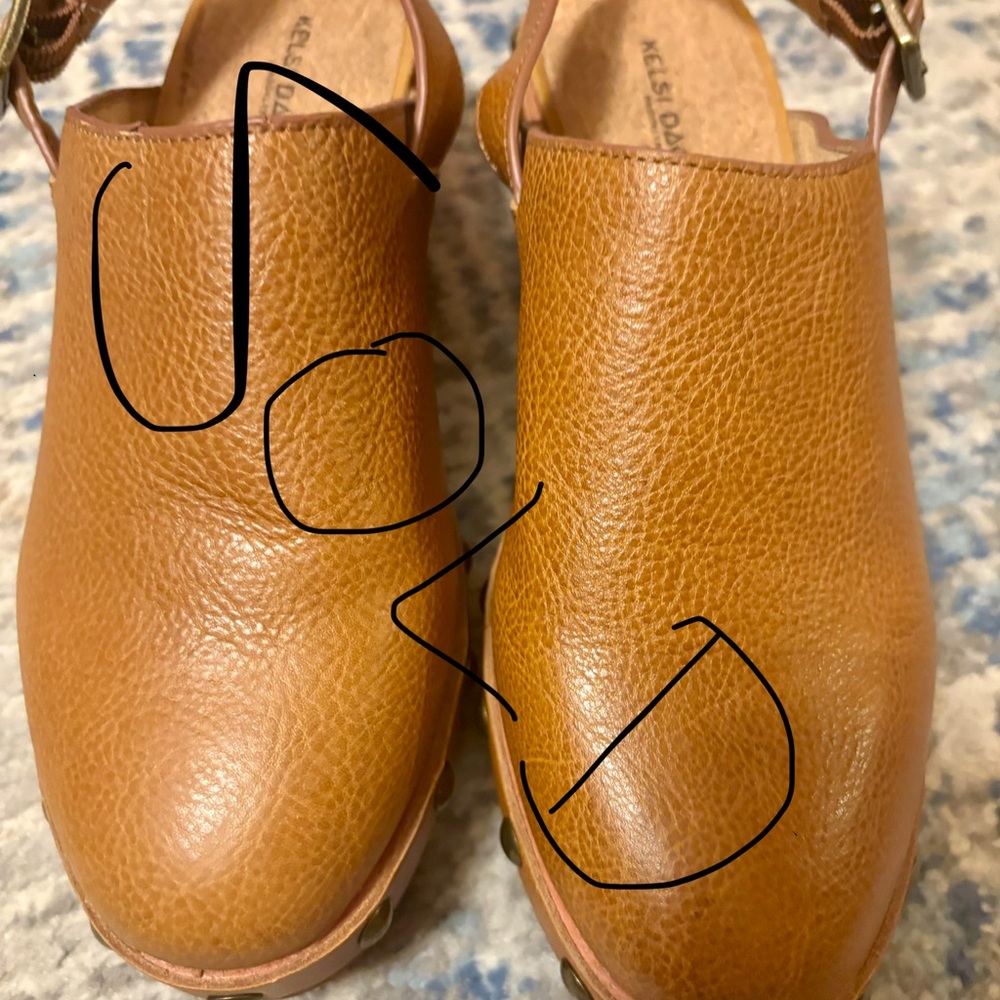 Kelsi Dagger Tan Leather Slingback Clogs